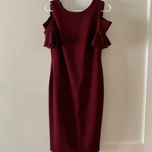Calvin Klein burgundy cold shoulder dress